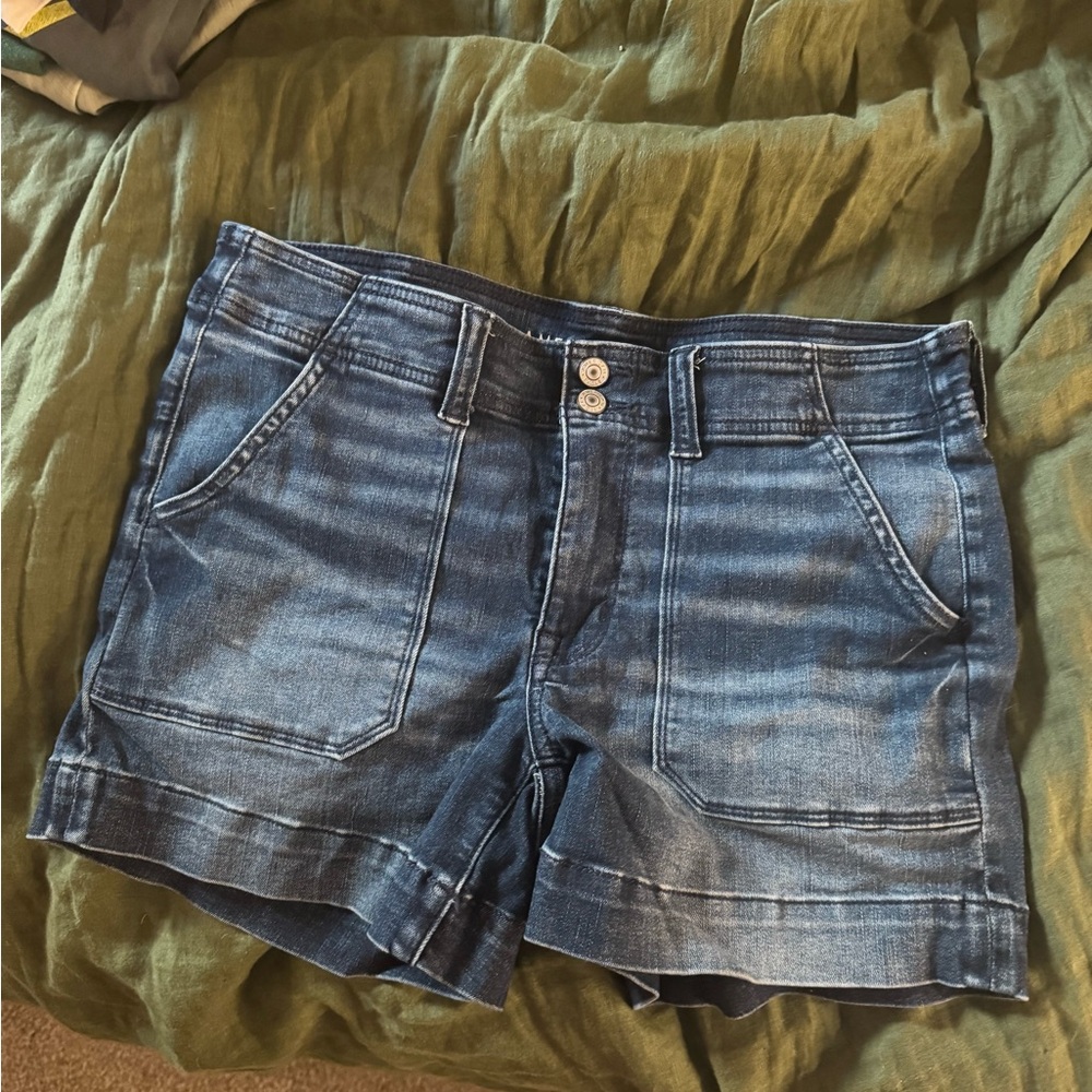 American Eagle Outfitters Blue Jean Shorts with Cuffed Hem